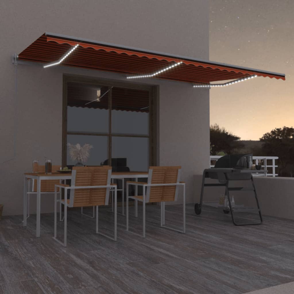 Luifel automatisch met LED windsensor 600x300 cm oranje bruin is nu te koop bij PeponiXL, paradijselijk wonen!