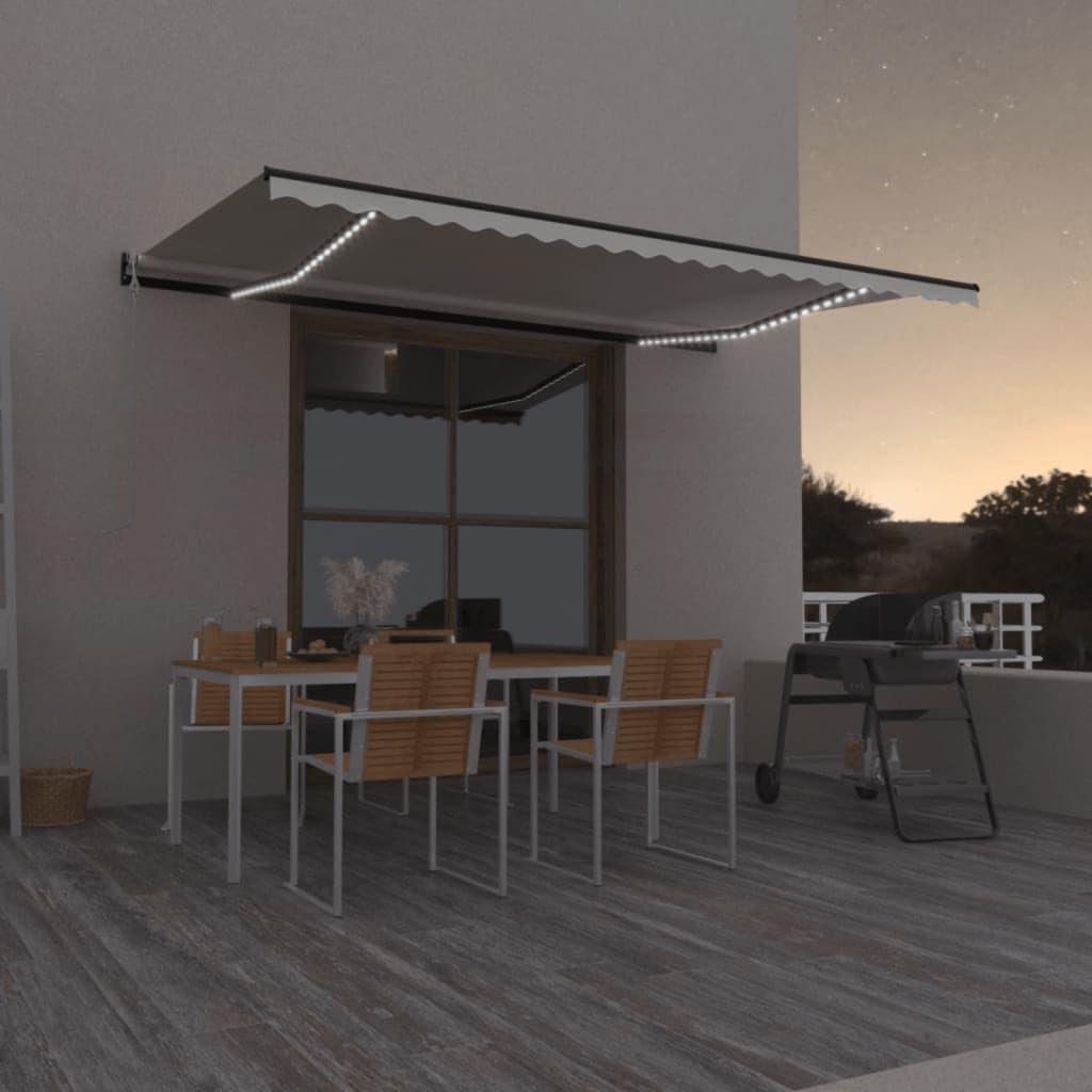 Luifel automatisch met LED en windsensor 500x300 cm crèmekleur is nu te koop bij PeponiXL, paradijselijk wonen!