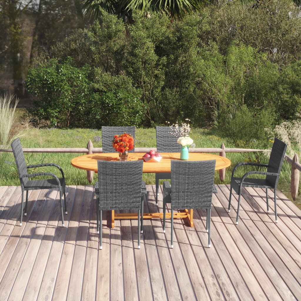 7-delige Tuinset poly rattan grijs is nu te koop bij PeponiXL, paradijselijk wonen!