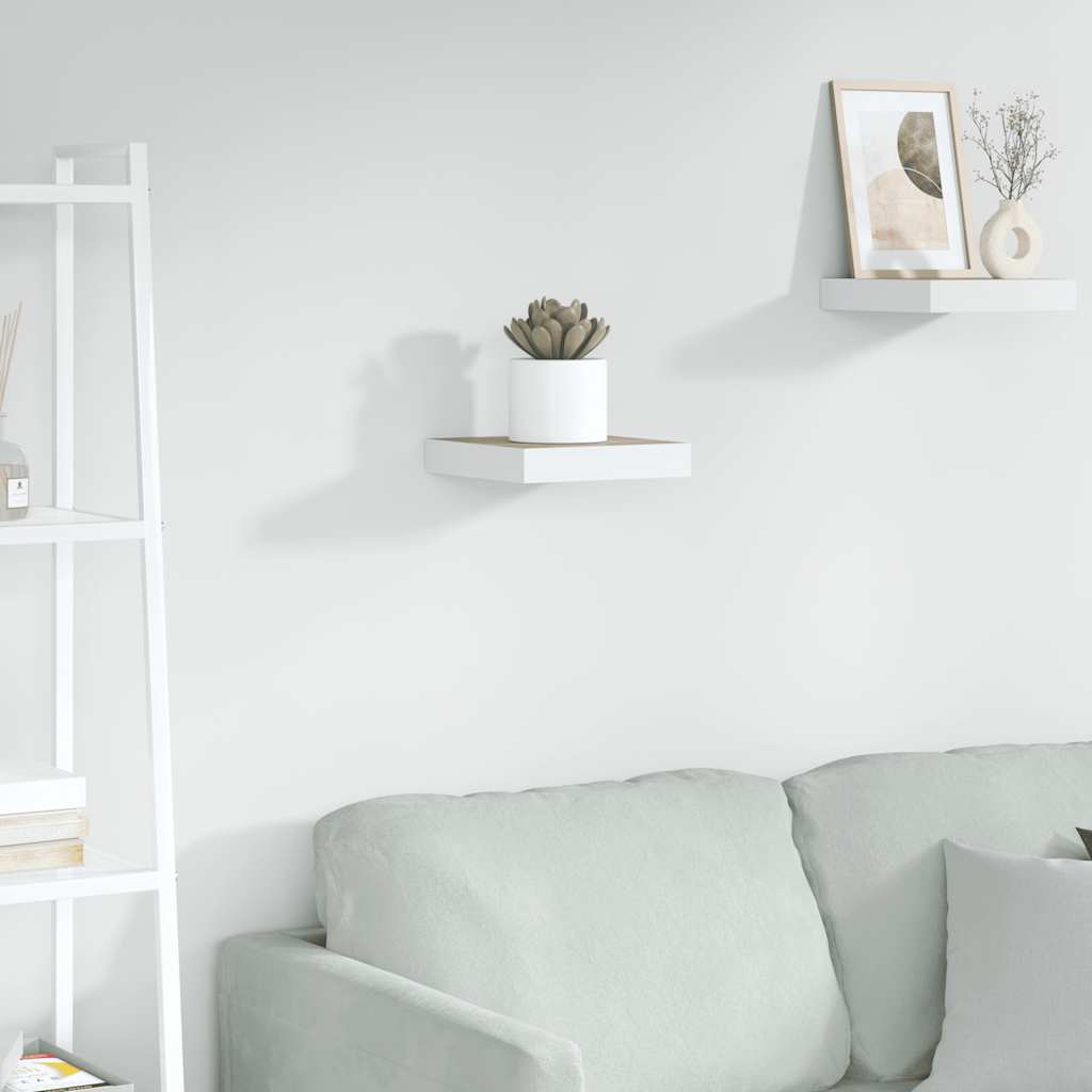 Wandschap zwevend 23x23,5x3,8 cm MDF eikenkleurig en wit is nu te koop bij PeponiXL, paradijselijk wonen!