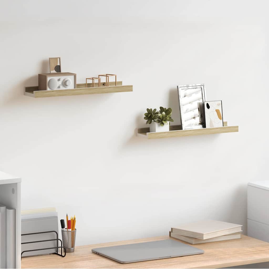 Wandschappen 2 st 40x9x3 cm wit sonoma eikenkleurig is nu te koop bij PeponiXL, paradijselijk wonen!