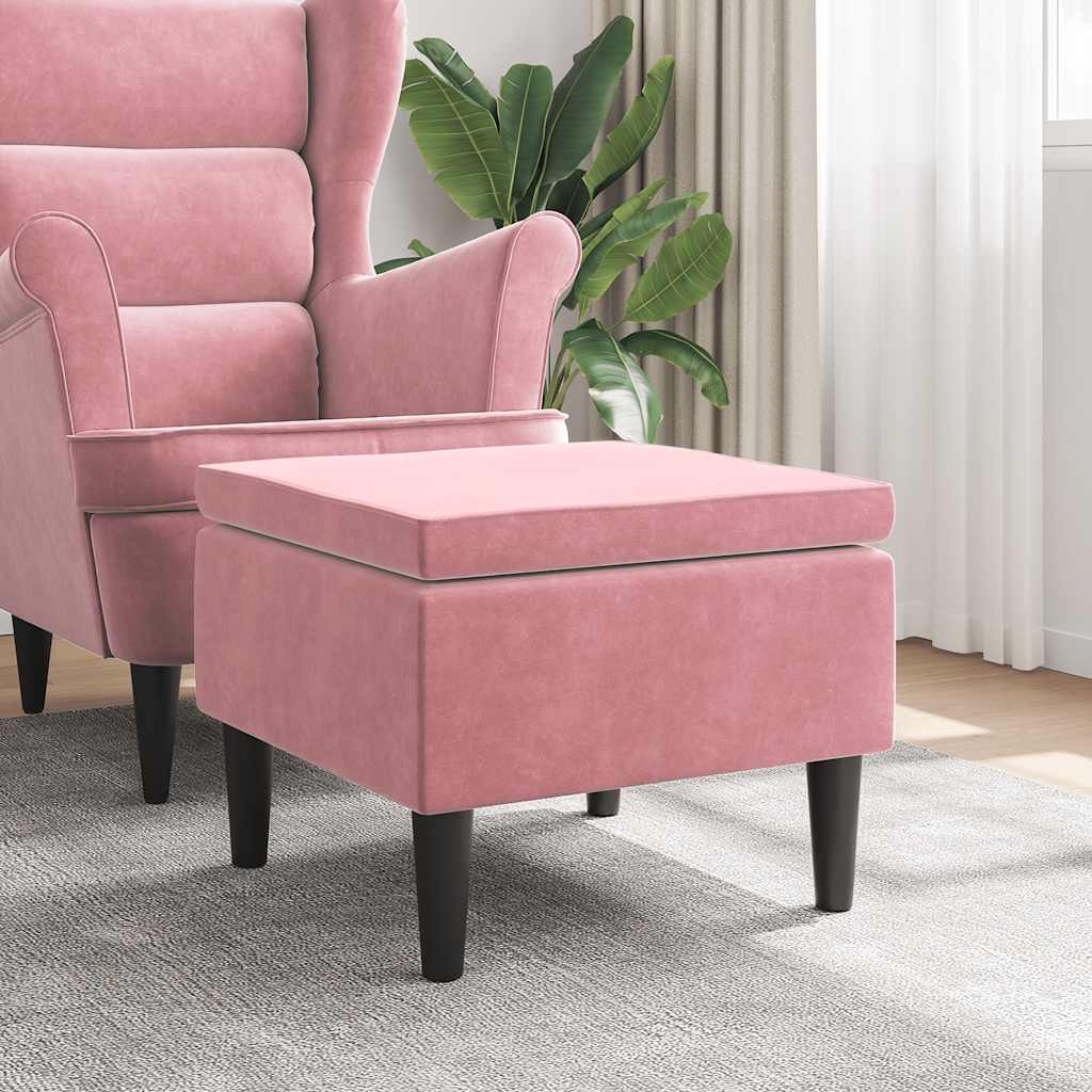 Kruk met houten poten fluweel roze is nu te koop bij PeponiXL, paradijselijk wonen!