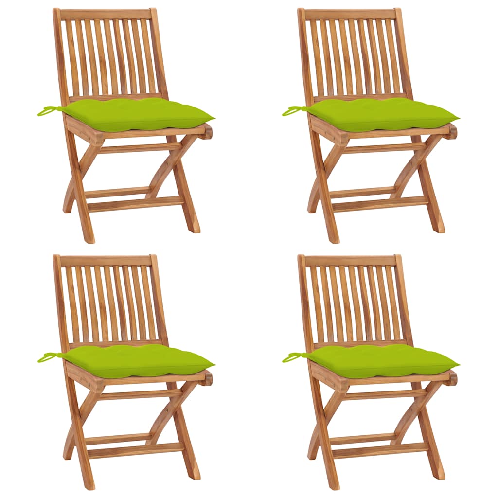 Opklapbare stoelen met kussens, 4 stuks, massief teakhout is nu te koop bij PeponiXL, paradijselijk wonen!