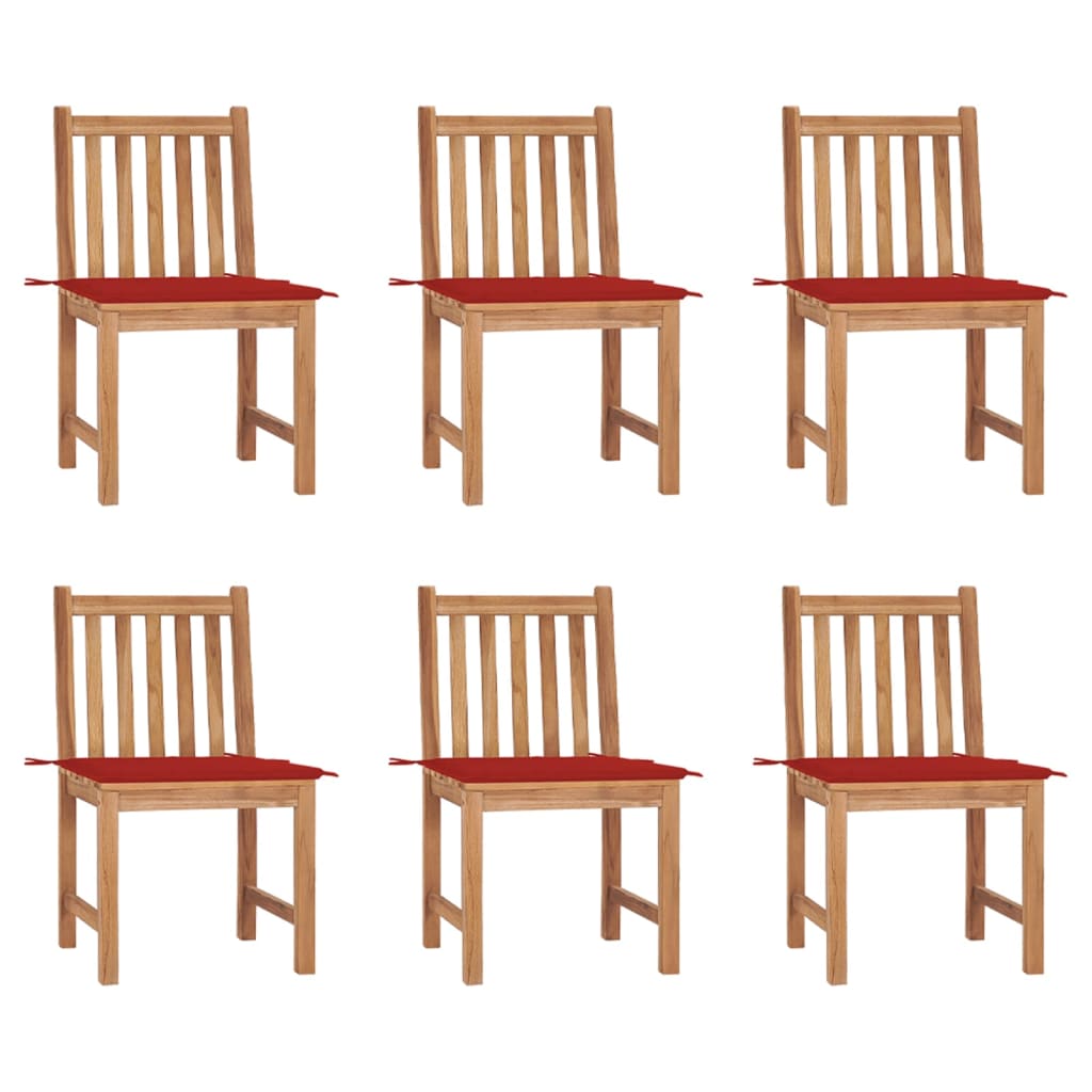 Tuinstoelen 6 st met kussens massief teakhout is nu te koop bij PeponiXL, paradijselijk wonen!