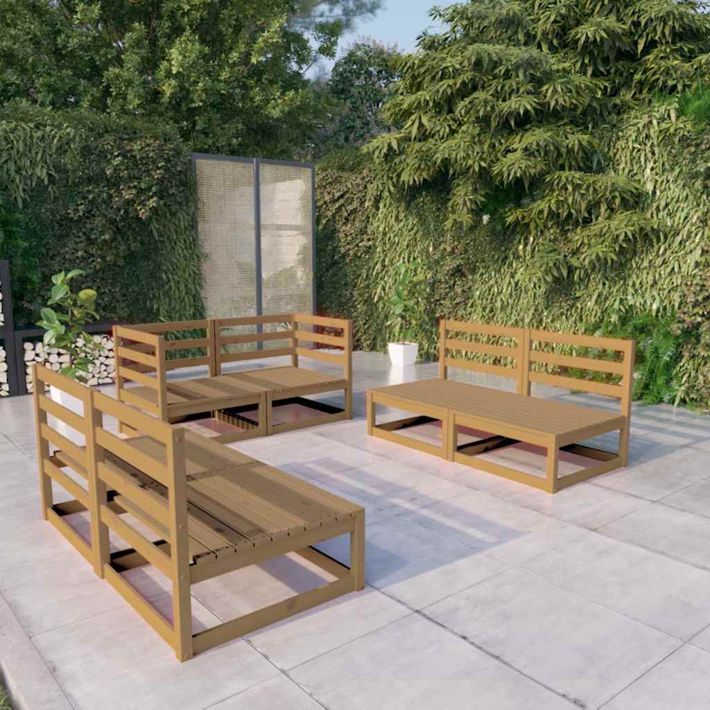 6-delige Loungeset massief grenenhout honingbruin is nu te koop bij PeponiXL, paradijselijk wonen!
