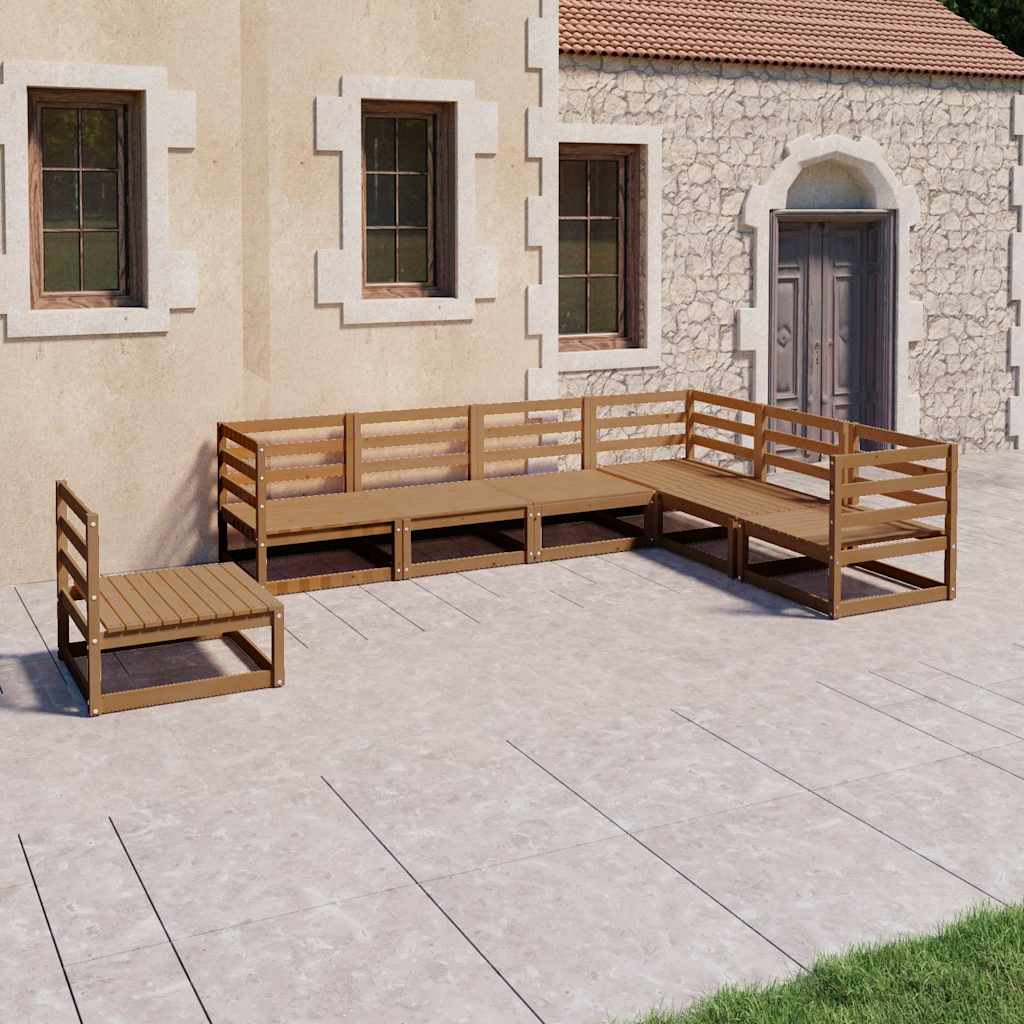 7-delige Loungeset massief grenenhout honingbruin is nu te koop bij PeponiXL, paradijselijk wonen!