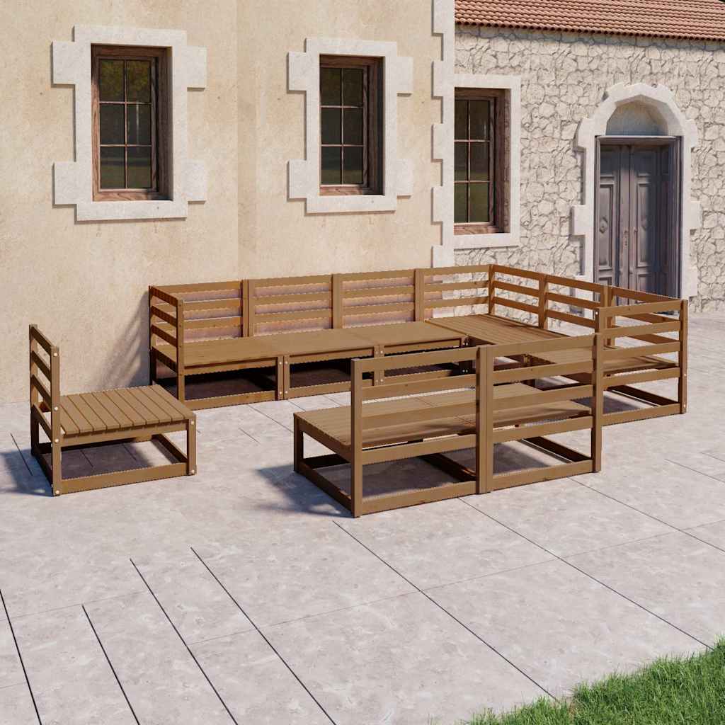 9-delige Loungeset massief grenenhout honingbruin is nu te koop bij PeponiXL, paradijselijk wonen!
