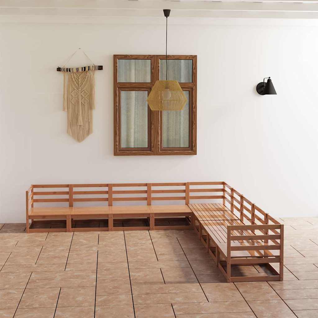 9-delige Loungeset massief grenenhout honingbruin is nu te koop bij PeponiXL, paradijselijk wonen!