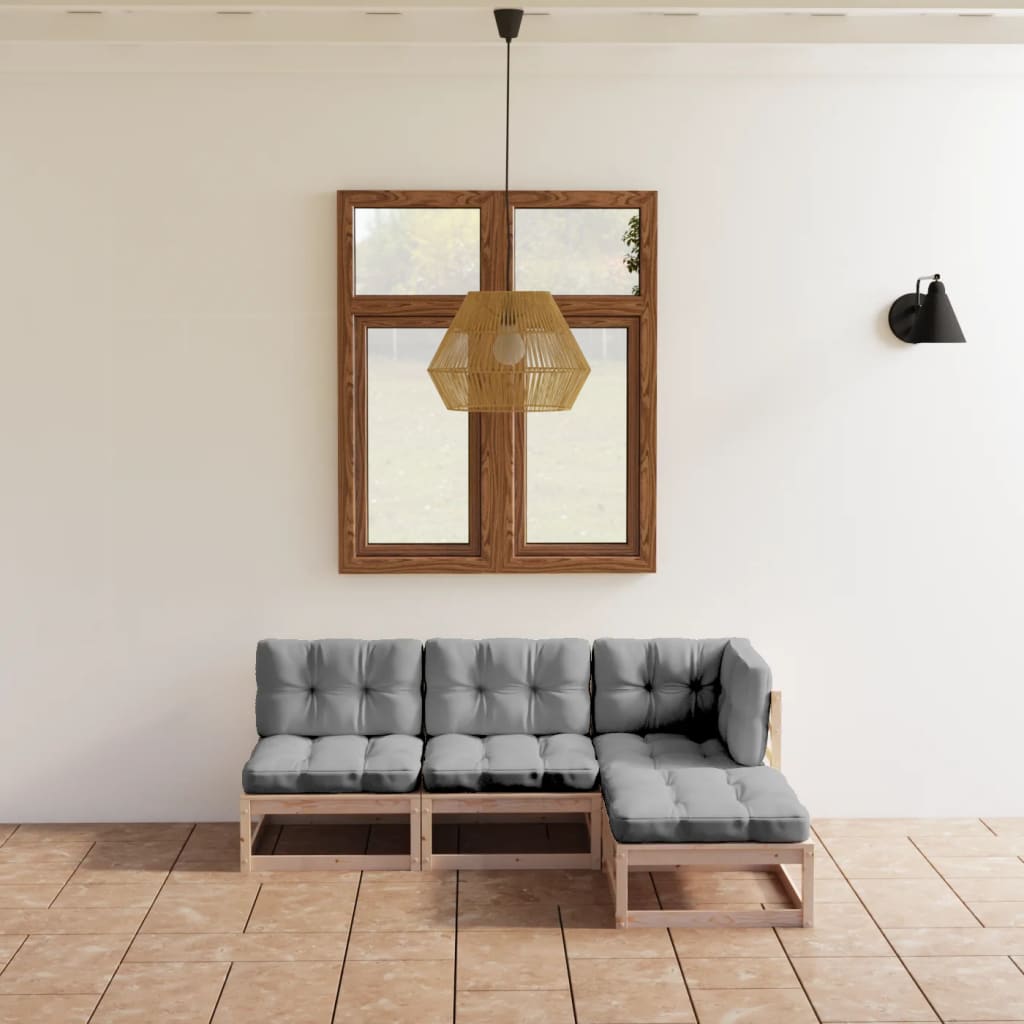 4-delige Loungeset met kussens massief grenenhout is nu te koop bij PeponiXL, paradijselijk wonen!