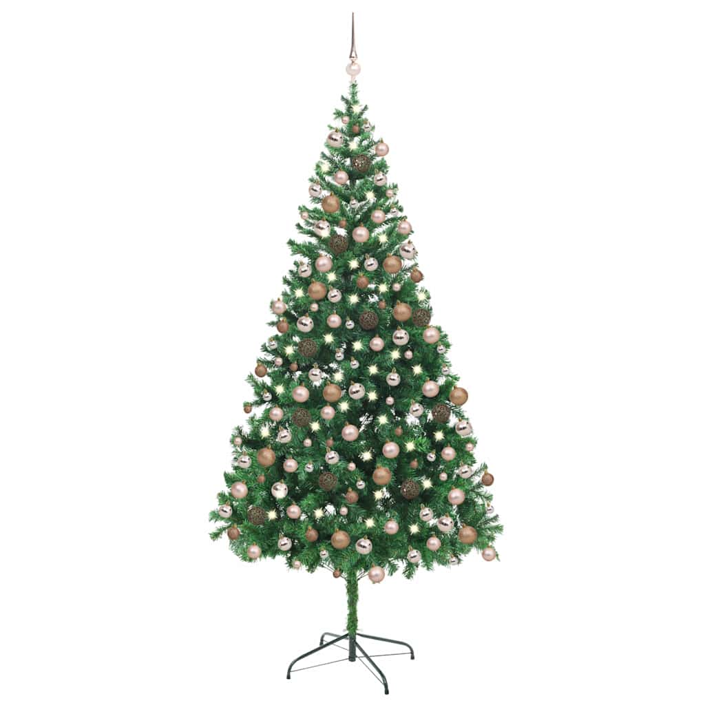 Kunstkerstboom met verlichting en kerstballen 910 takken 210 cm is nu te koop bij PeponiXL, paradijselijk wonen!
