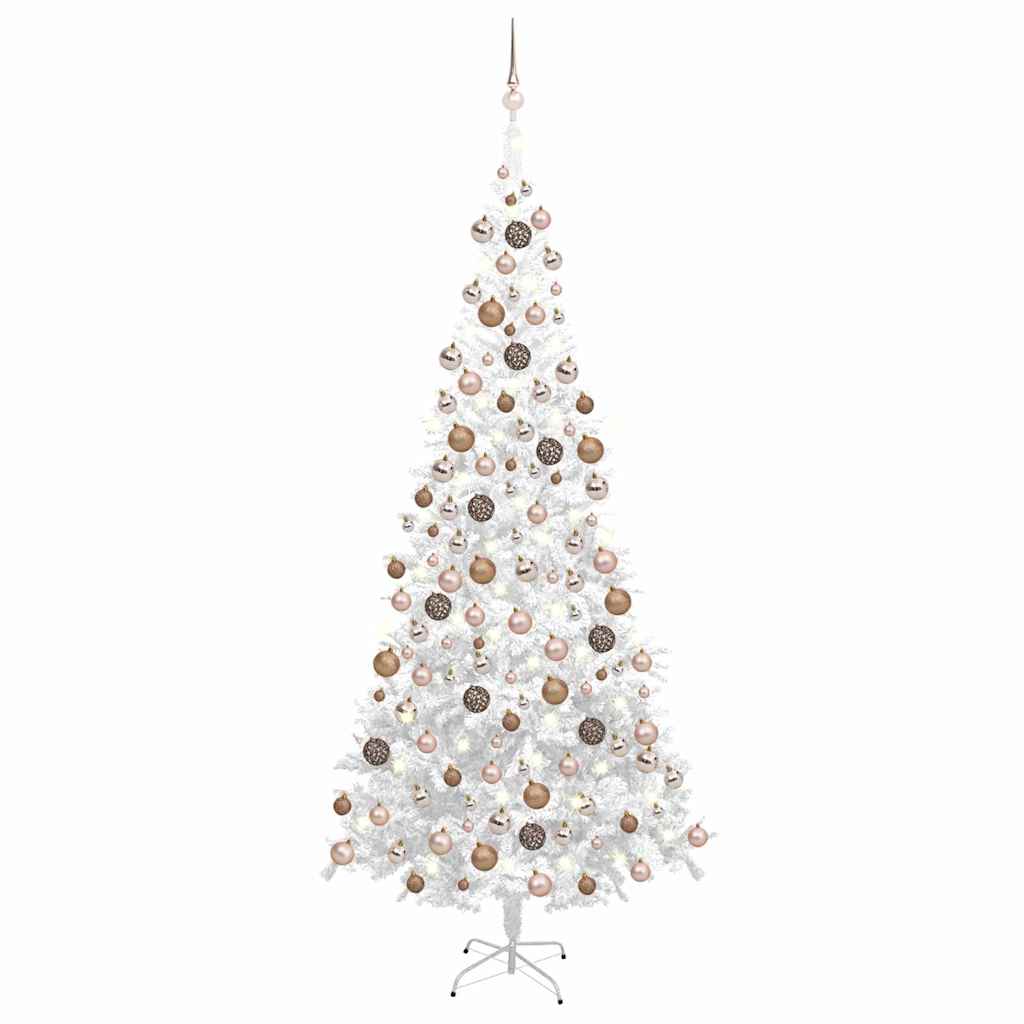 Kunstkerstboom met verlichting en kerstballen L 240 cm wit is nu te koop bij PeponiXL, paradijselijk wonen!
