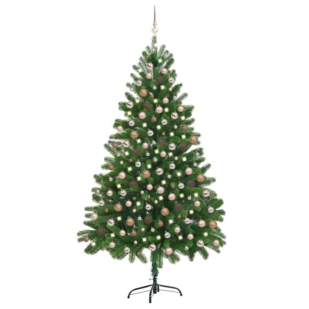 Kunstkerstboom met verlichting en kerstballen 210 cm groen is nu te koop bij PeponiXL, paradijselijk wonen!