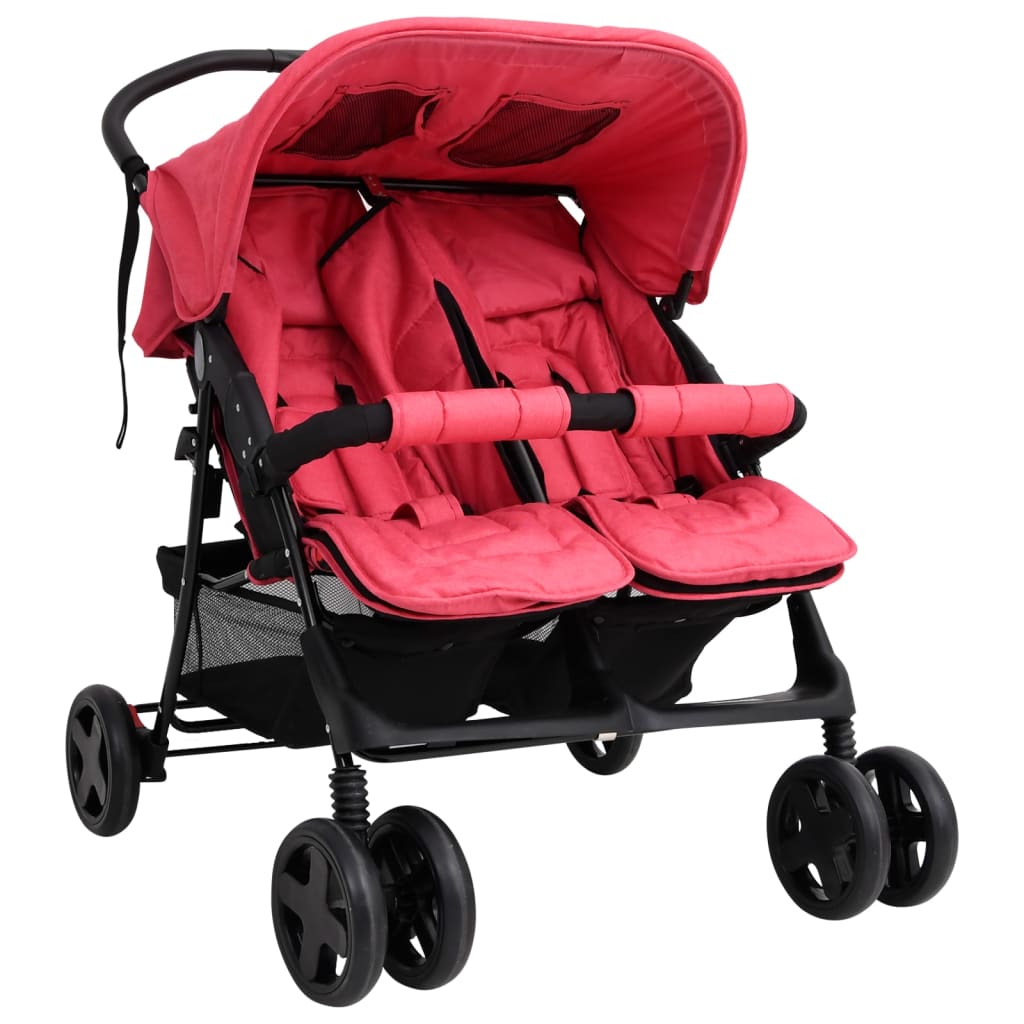 Tweelingkinderwagen staal rood is nu te koop bij PeponiXL, paradijselijk wonen!