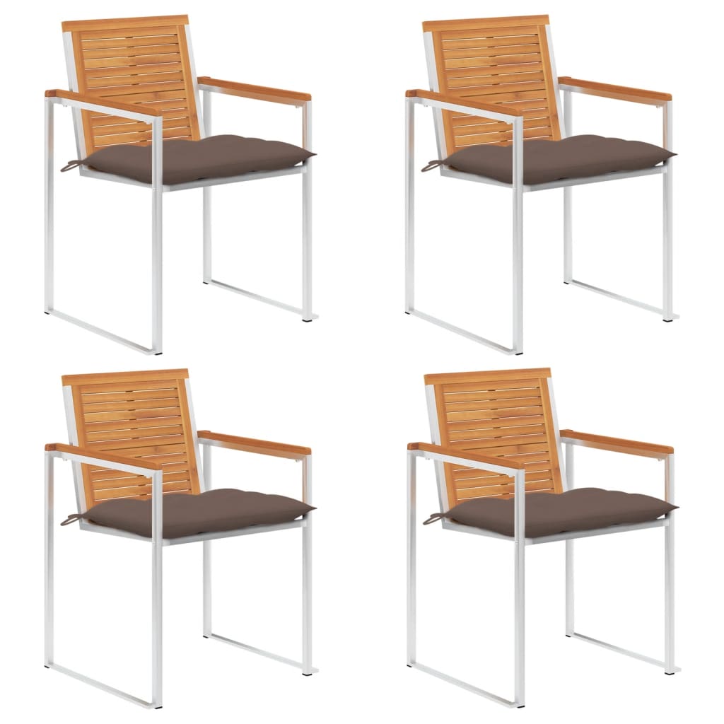 Tuinstoelen 4 st met kussens massief acaciahout is nu te koop bij PeponiXL, paradijselijk wonen!
