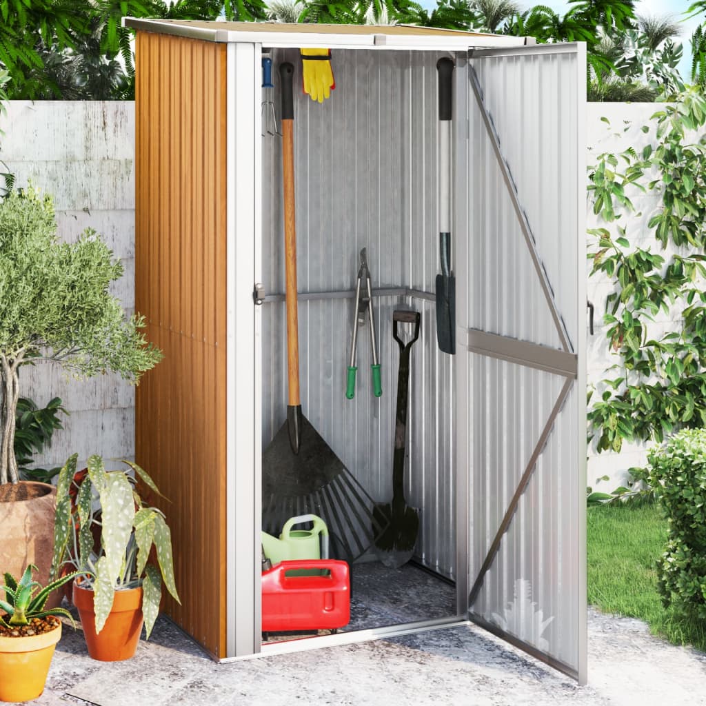 Tuinhuis Bruin 118,5x97x209,5 cm Gegalvaniseerd Staal is nu te koop bij PeponiXL, paradijselijk wonen!