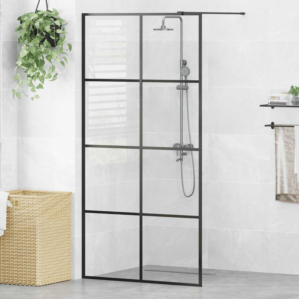 Inloopdouchewand 100x195 cm ESG-glas transparant en zwart is nu te koop bij PeponiXL, paradijselijk wonen!