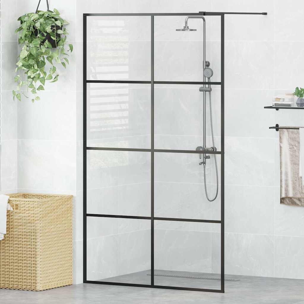 Inloopdouchewand 115x195 cm ESG-glas transparant en zwart is nu te koop bij PeponiXL, paradijselijk wonen!