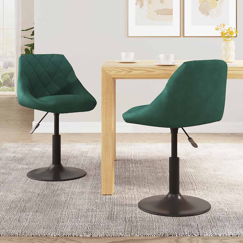 Eetkamerstoelen draaibaar 2 st fluweel donkergroen is nu te koop bij PeponiXL, paradijselijk wonen!