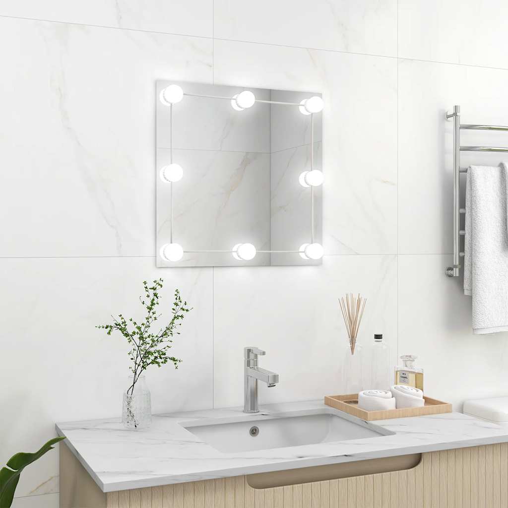Wandspiegel met LED-lampen vierkant glas is nu te koop bij PeponiXL, paradijselijk wonen!