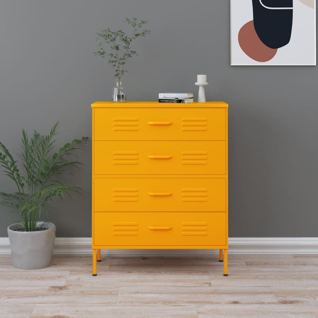 Ladekast 80x35x101,5 cm staal mosterdgeel is nu te koop bij PeponiXL, paradijselijk wonen!