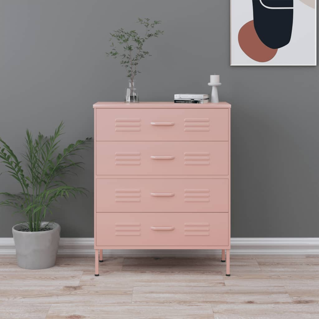 Ladekast 80x35x101,5 cm staal roze is nu te koop bij PeponiXL, paradijselijk wonen!