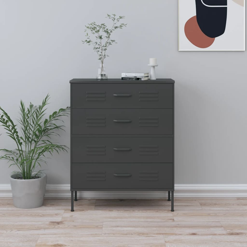 Ladekast 80x35x101,5 cm staal antracietkleurig is nu te koop bij PeponiXL, paradijselijk wonen!