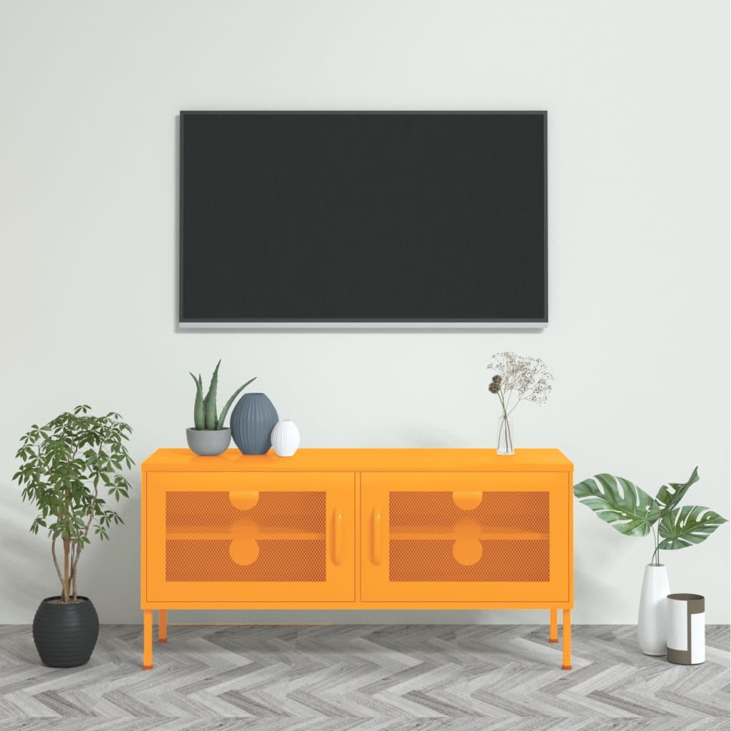 Tv-meubel 105x35x50 cm staal mosterdgeel is nu te koop bij PeponiXL, paradijselijk wonen!