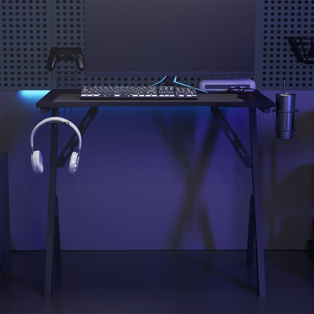 Gamingbureau met Y-vormige poten 90x60x75 cm zwart is nu te koop bij PeponiXL, paradijselijk wonen!
