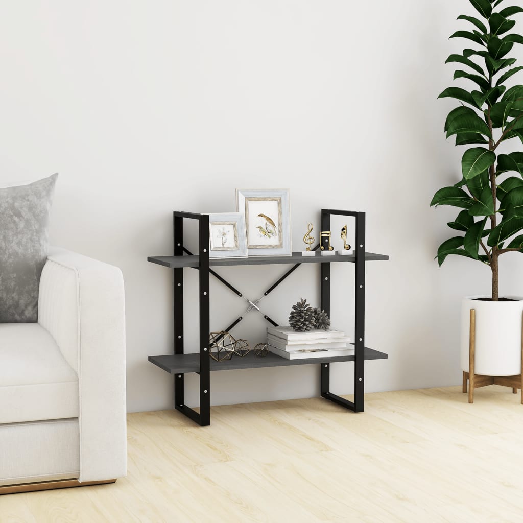 Boekenkast met 2 schappen 80x30x70 cm massief grenenhout grijs is nu te koop bij PeponiXL, paradijselijk wonen!
