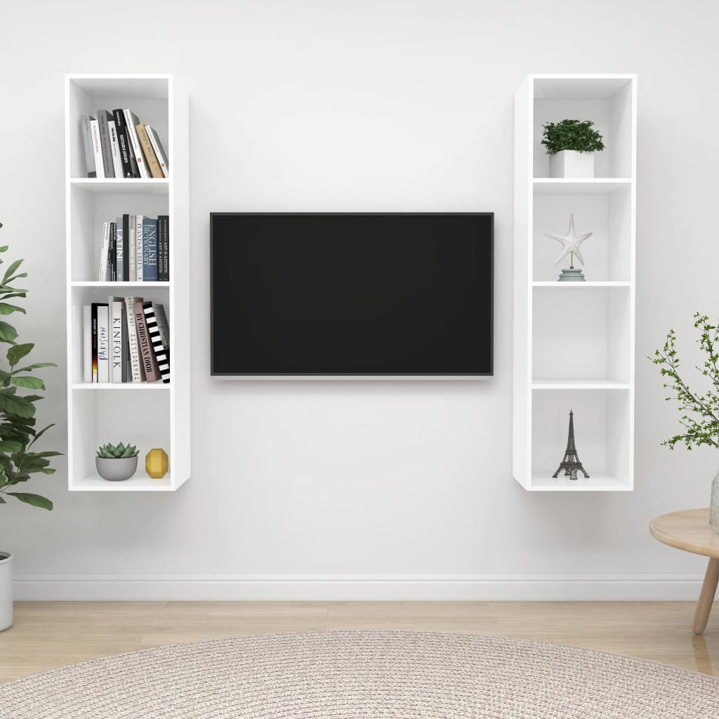 Tv-wandmeubelen 2 st spaanplaat wit is nu te koop bij PeponiXL, paradijselijk wonen!