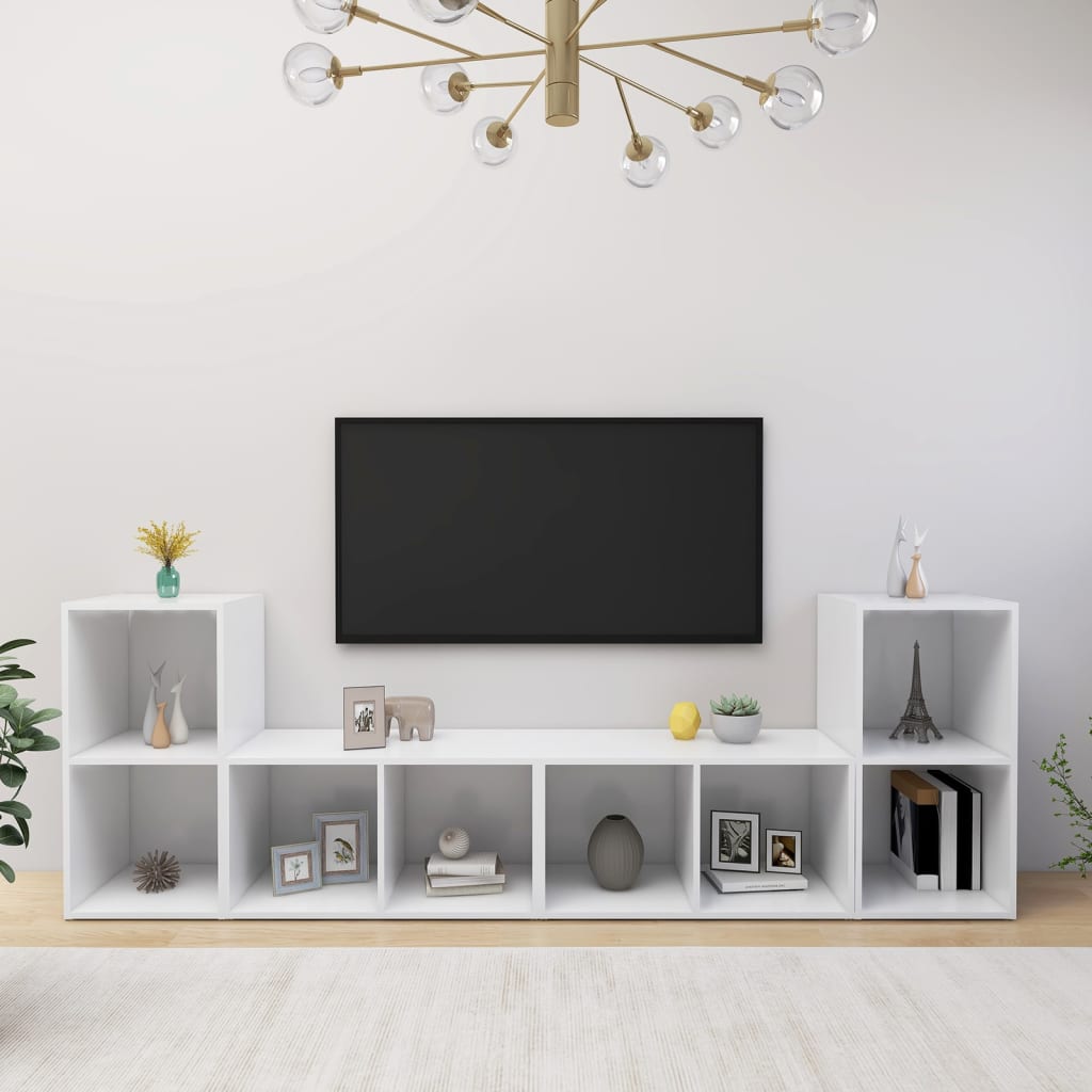 Tv-meubelen 4 st 72x35x36,5 cm bewerkt hout wit is nu te koop bij PeponiXL, paradijselijk wonen!
