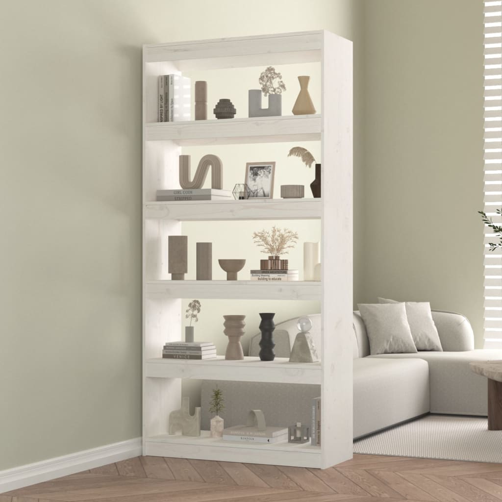 Boekenkast/kamerscherm 80x30x167,4 cm massief grenenhout wit is nu te koop bij PeponiXL, paradijselijk wonen!