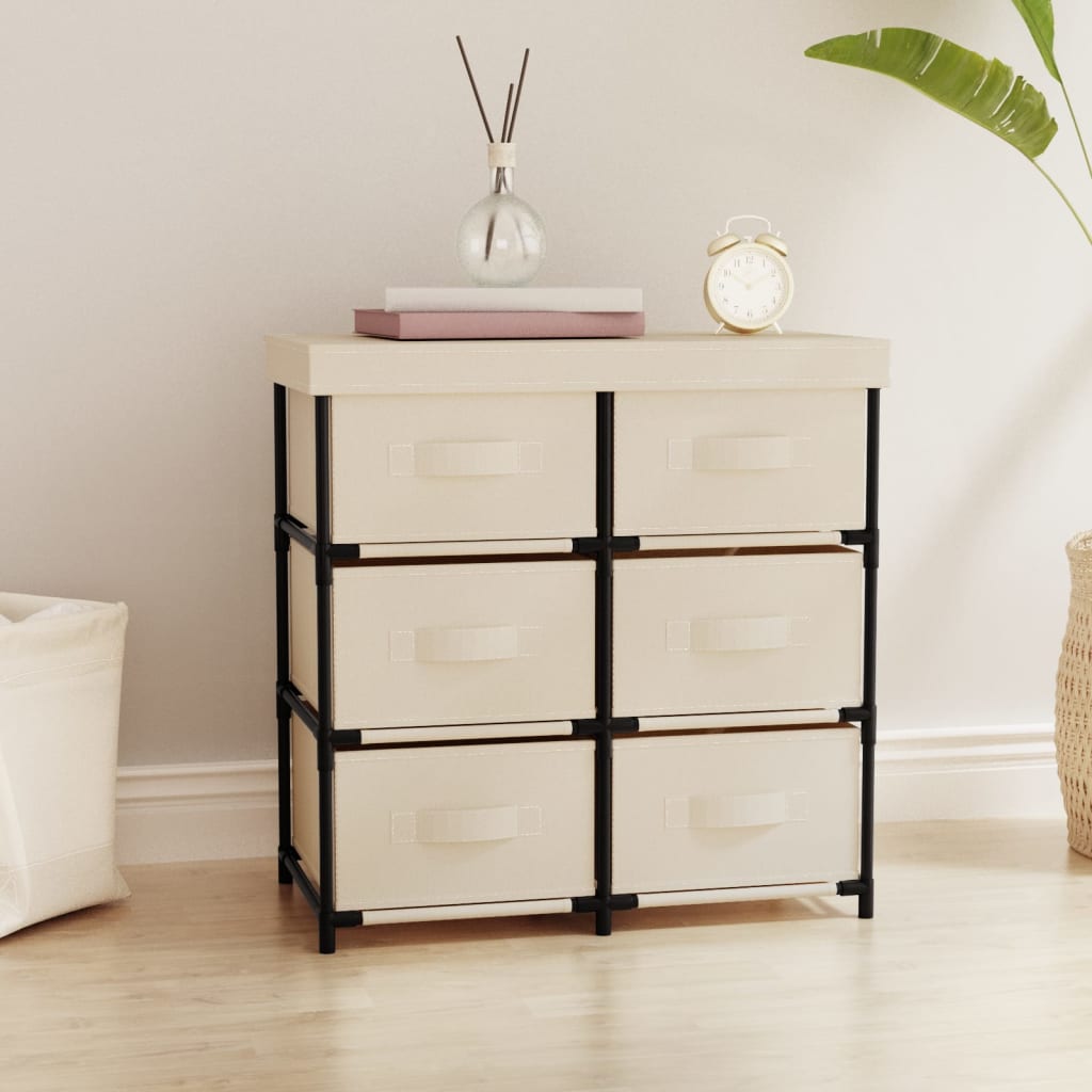 Opbergkast met 6 lades 55x29x55 cm staal crèmekleurig is nu te koop bij PeponiXL, paradijselijk wonen!