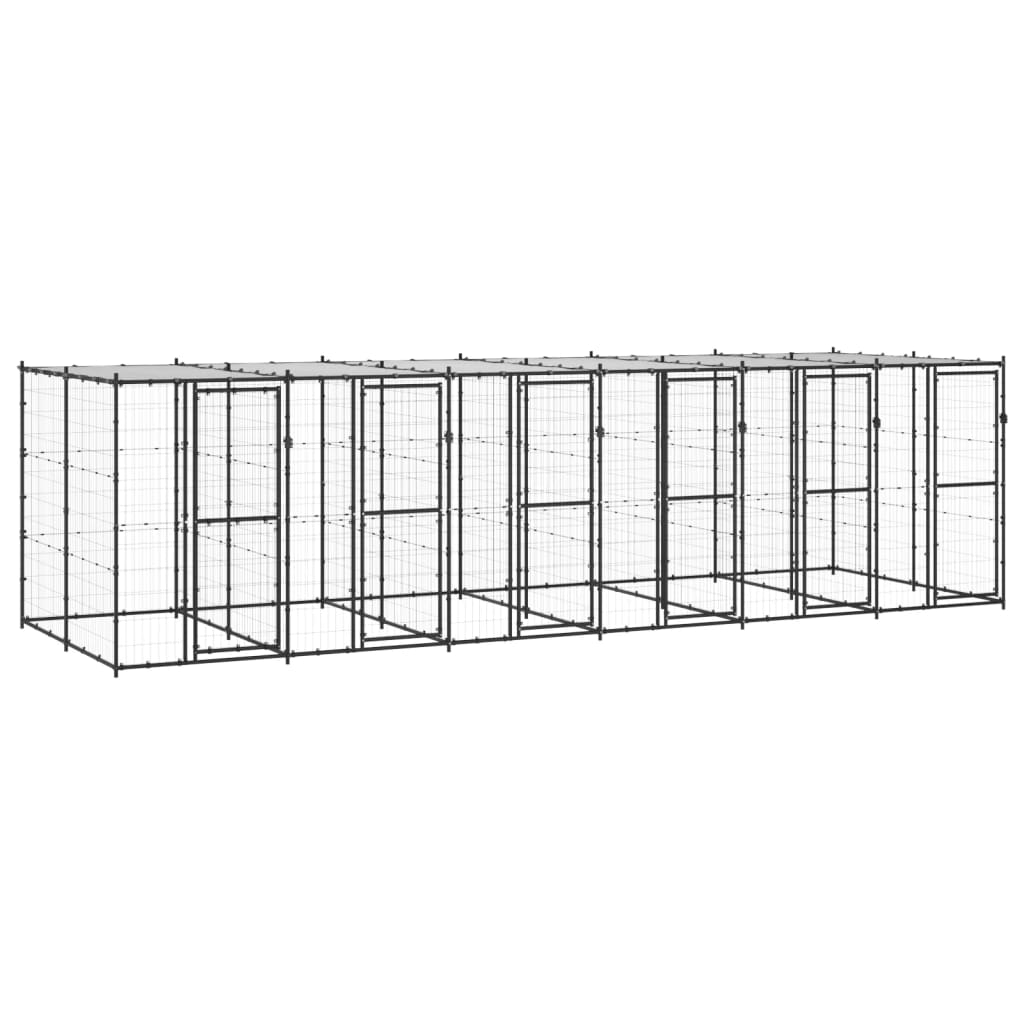Hondenkennel met dak 14,52 m² staal is nu te koop bij PeponiXL, paradijselijk wonen!