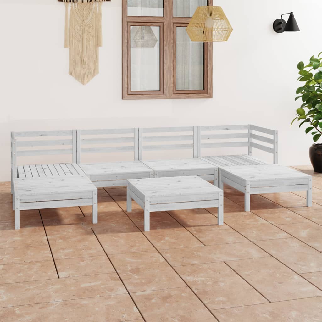 7-delige Loungeset massief grenenhout wit is nu te koop bij PeponiXL, paradijselijk wonen!