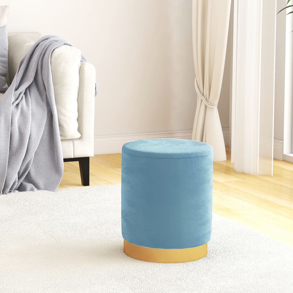 Hocker met opbergruimte rond fluweel 31 x 37 cm lichtblauw is nu te koop bij PeponiXL, paradijselijk wonen!