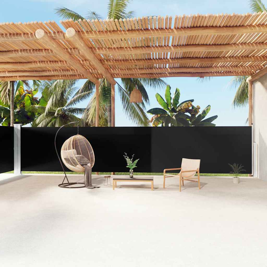 Windscherm uittrekbaar 160x1200 cm zwart is nu te koop bij PeponiXL, paradijselijk wonen!