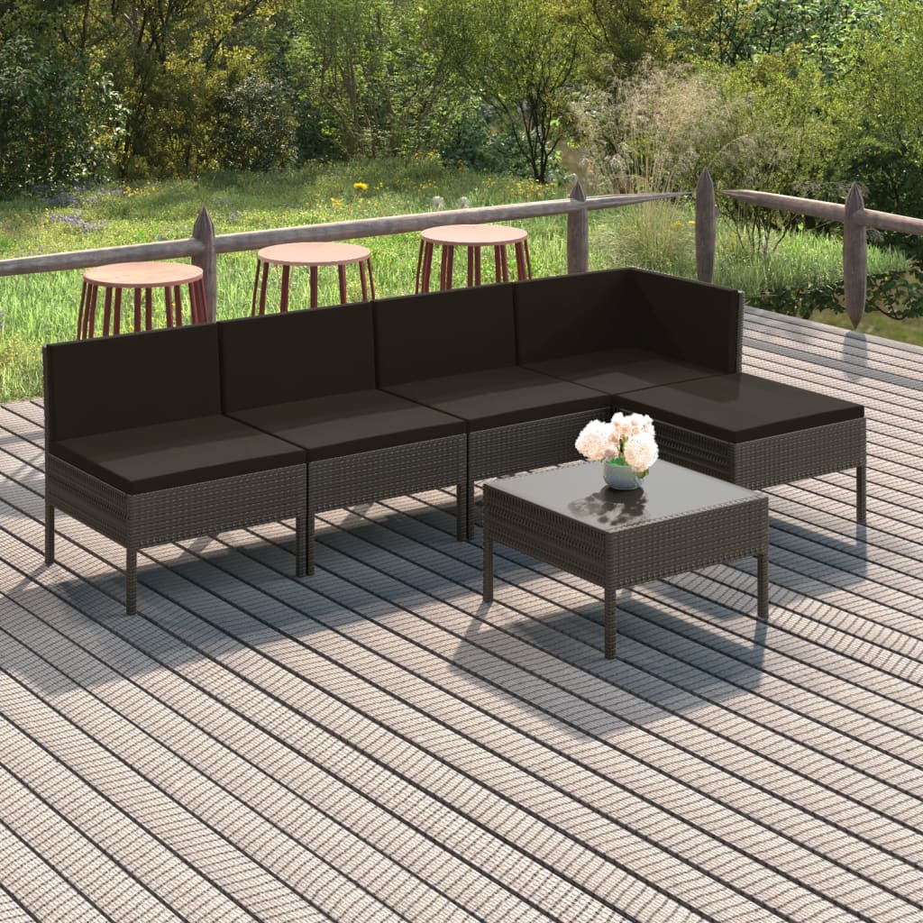 6-delige Loungeset met kussens poly rattan grijs is nu te koop bij PeponiXL, paradijselijk wonen!