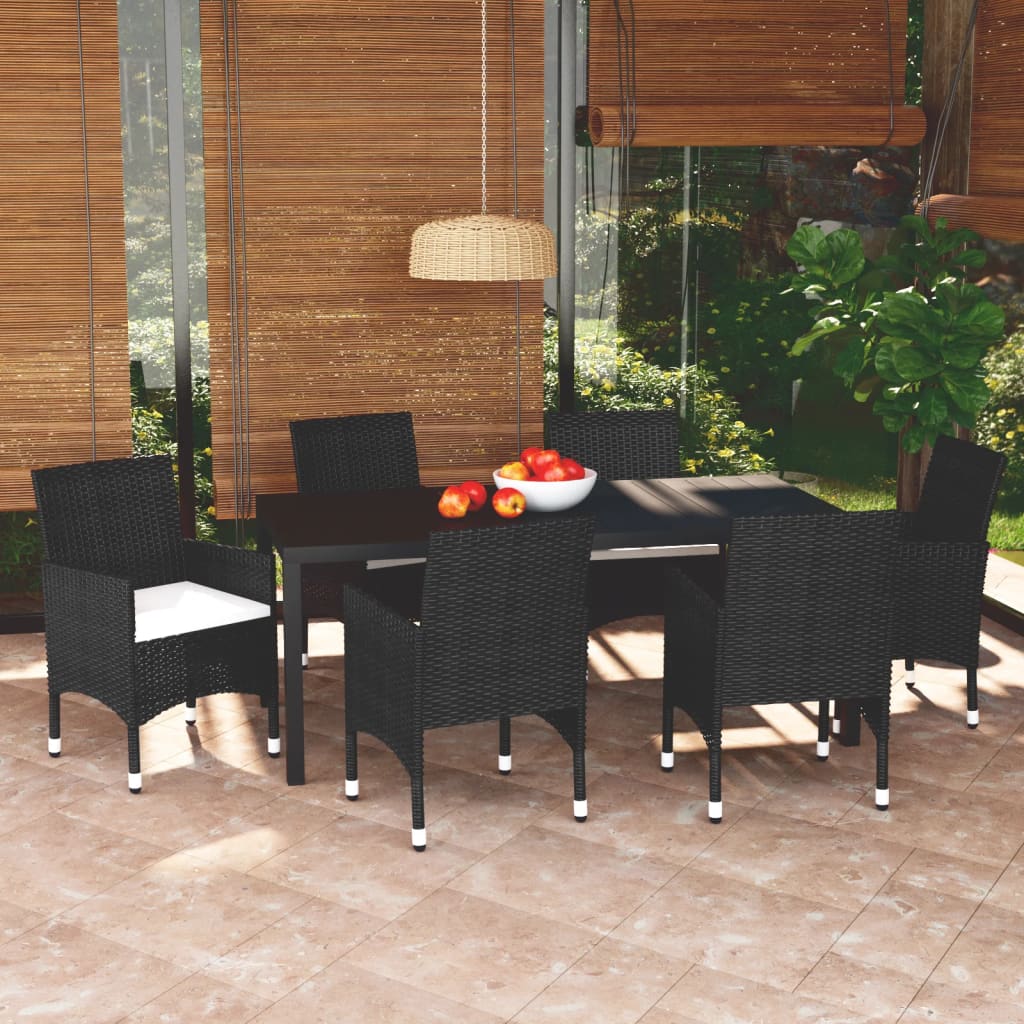7-delige Tuinset met kussens poly rattan zwart is nu te koop bij PeponiXL, paradijselijk wonen!