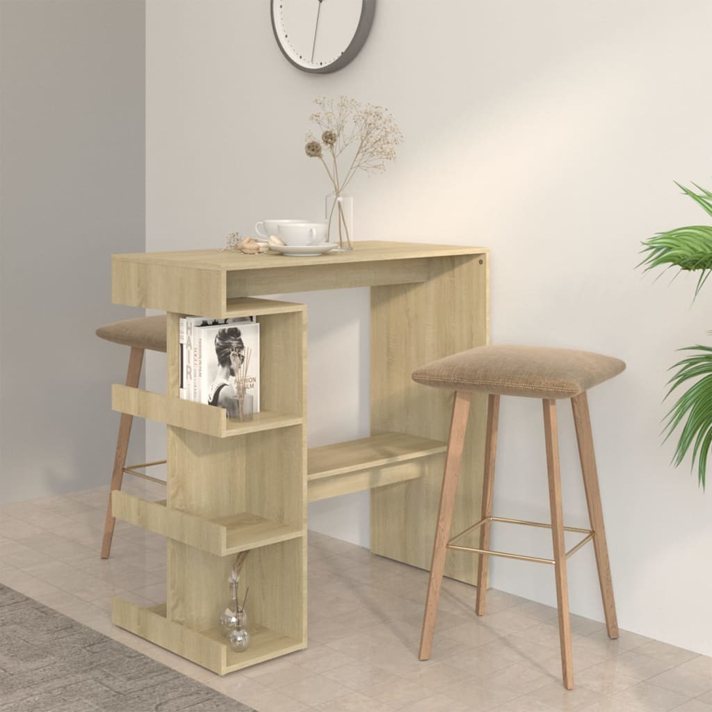 Bartafel met opbergrek 100x50x101,5 cm hout sonoma eiken is nu te koop bij PeponiXL, paradijselijk wonen!
