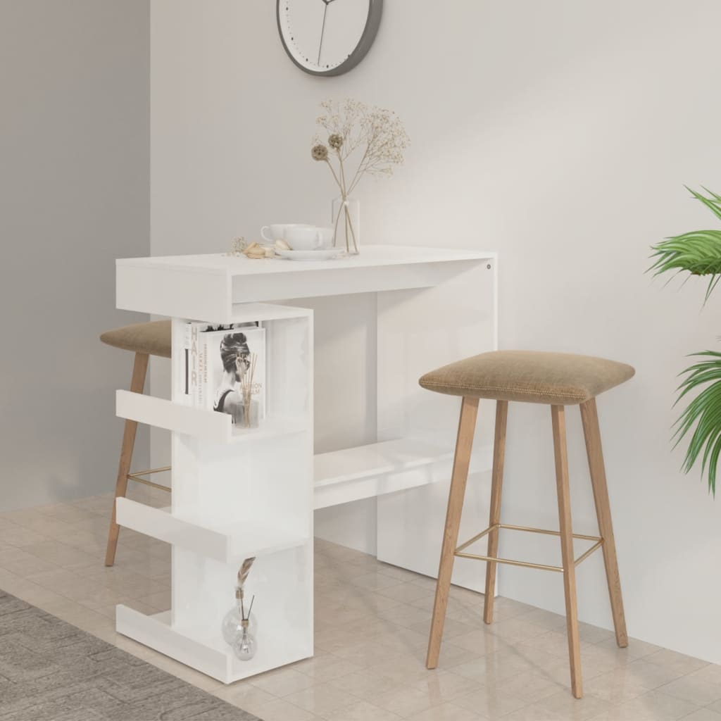 Bartafel met opbergrek 100x50x101,5 cm hoogglans wit is nu te koop bij PeponiXL, paradijselijk wonen!