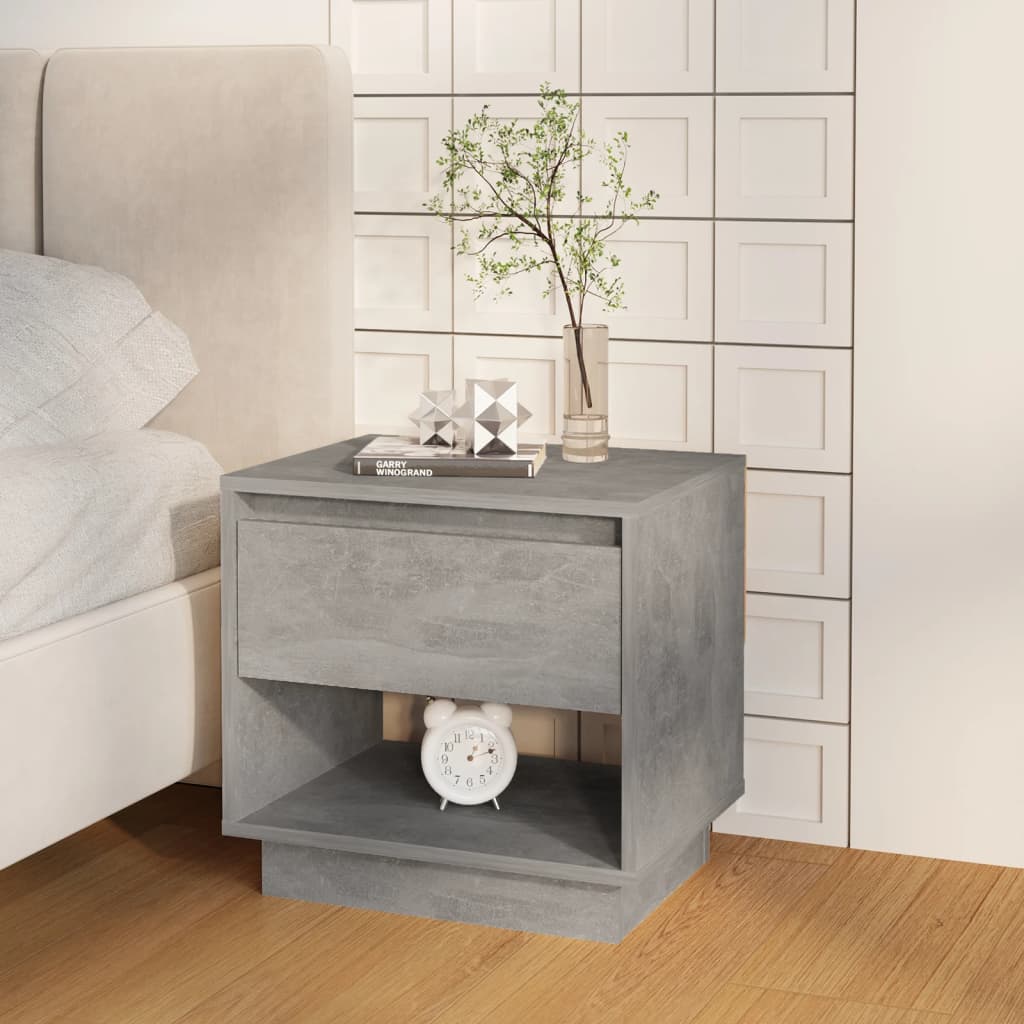 Nachtkastje 45x34x44 cm bewerkt hout betongrijs is nu te koop bij PeponiXL, paradijselijk wonen!