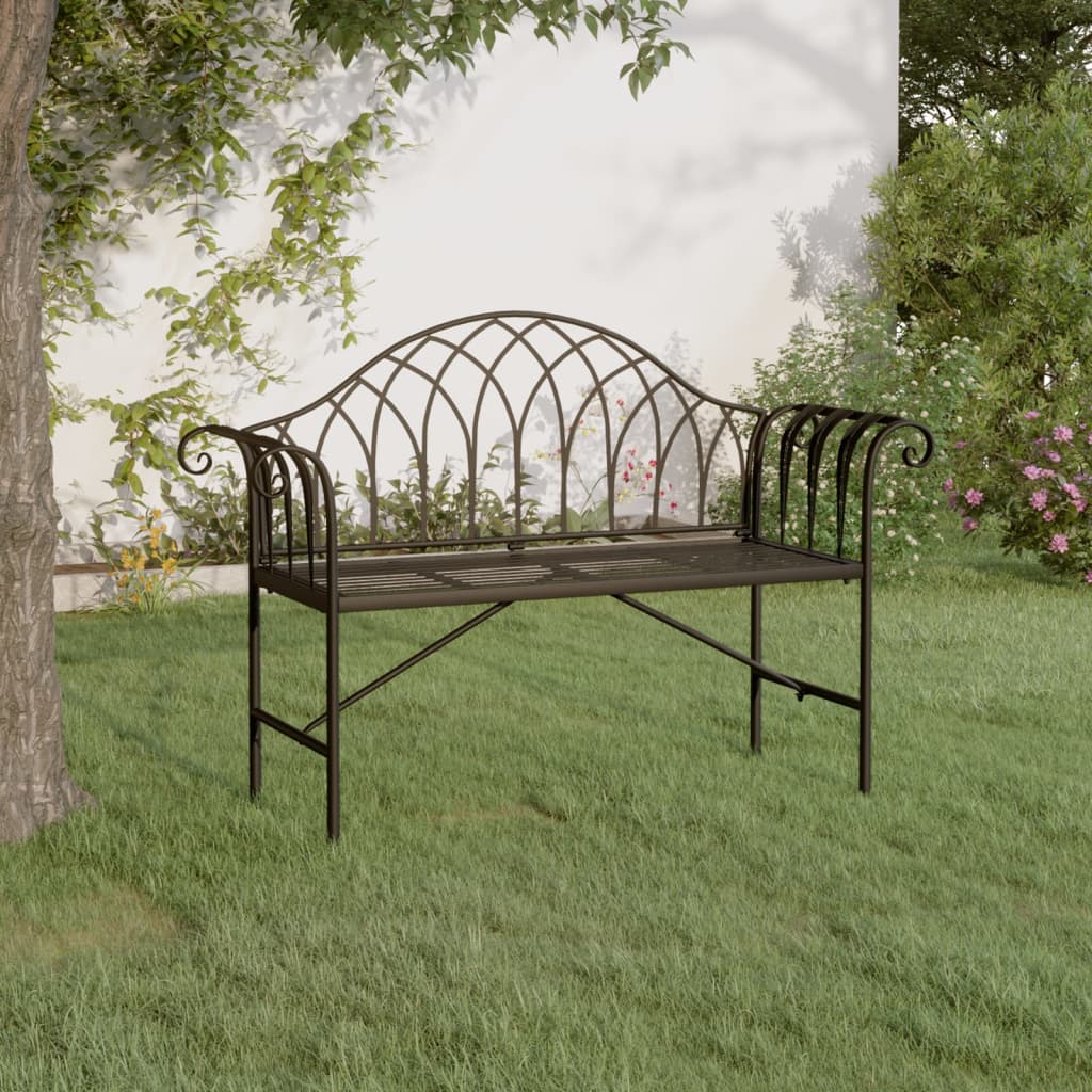 Tuinbank 2-zits 128 cm staal zwart is nu te koop bij PeponiXL, paradijselijk wonen!