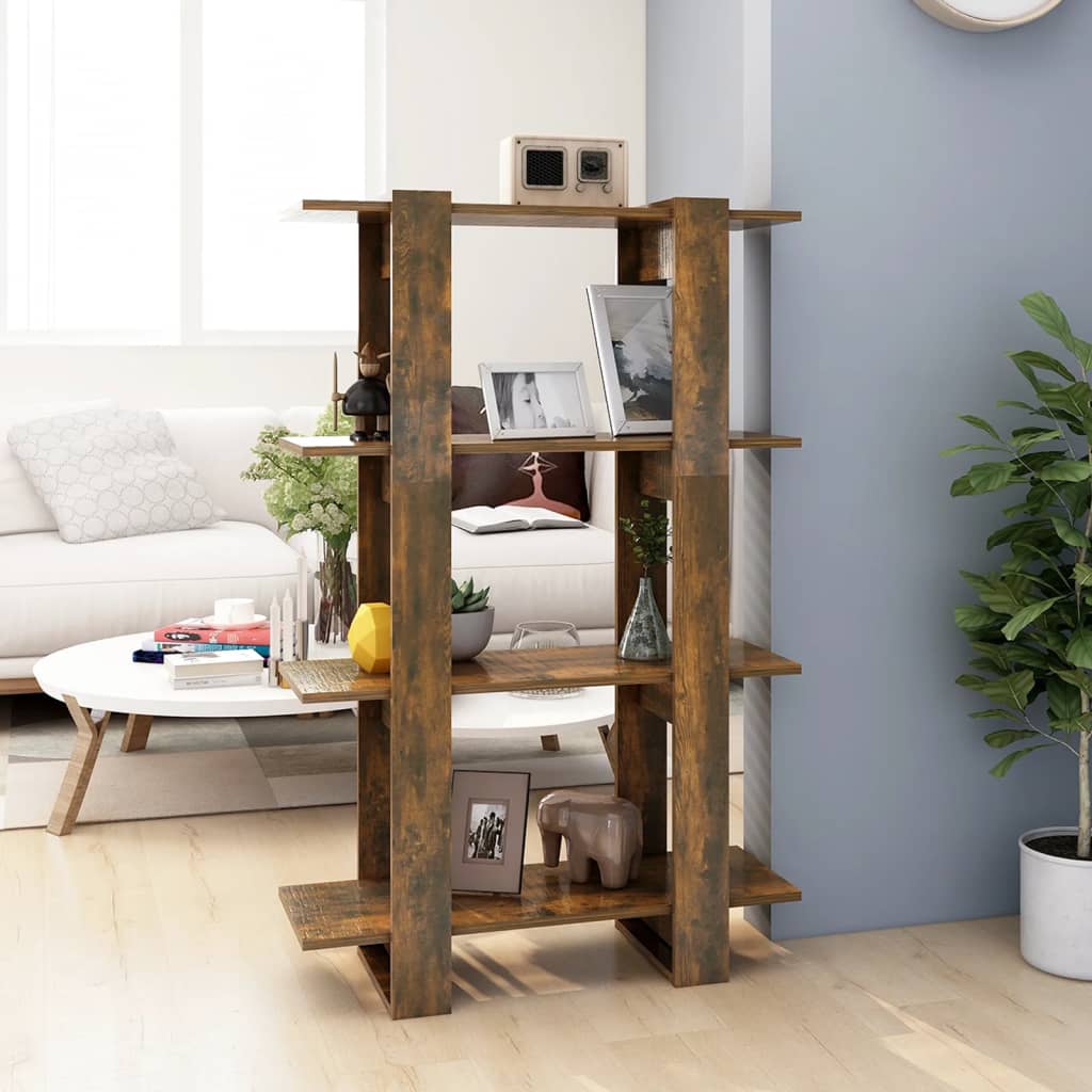 Boekenkast/kamerscherm 80x30x123,5 cm gerookt eikenkleurig is nu te koop bij PeponiXL, paradijselijk wonen!