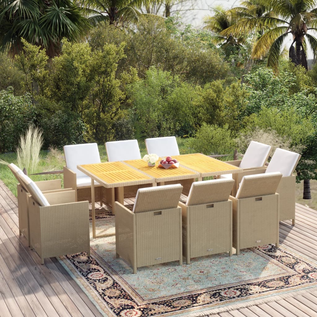 11-delige Tuinset met kussens poly rattan beige is nu te koop bij PeponiXL, paradijselijk wonen!
