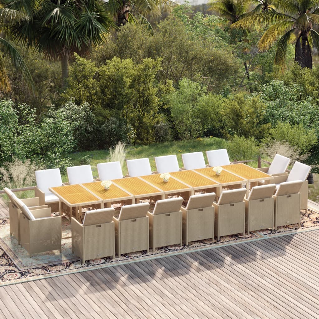 19-delige Tuinset met kussens poly rattan beige is nu te koop bij PeponiXL, paradijselijk wonen!