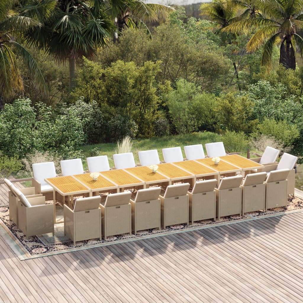 21-delige Tuinset met kussens poly rattan beige is nu te koop bij PeponiXL, paradijselijk wonen!