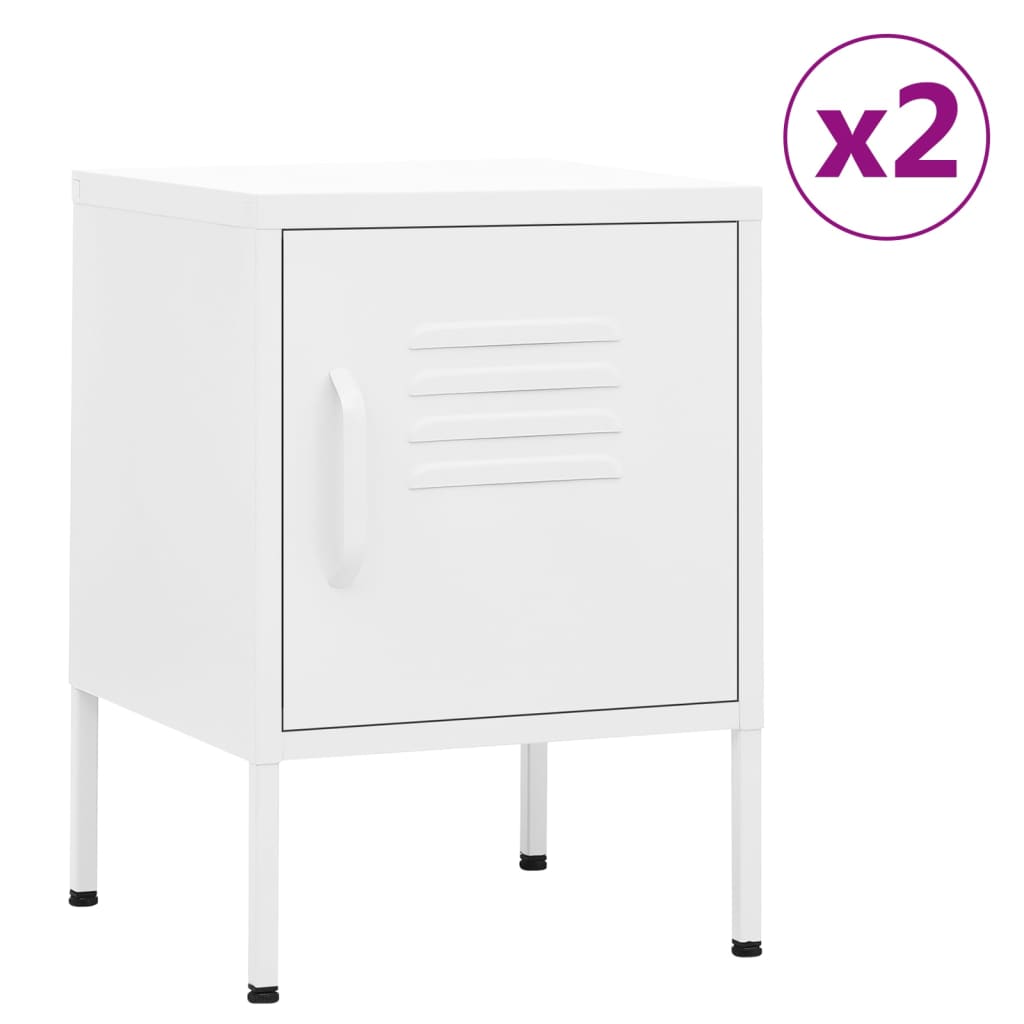 Nachtkastjes 2 st 35x35x51 cm staal wit is nu te koop bij PeponiXL, paradijselijk wonen!