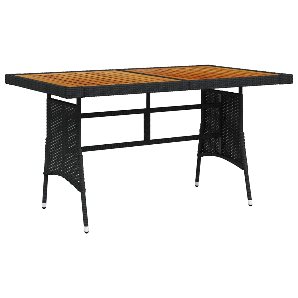 Tuintafel 130x70x72 cm poly rattan en massief acaciahout zwart is nu te koop bij PeponiXL, paradijselijk wonen!
