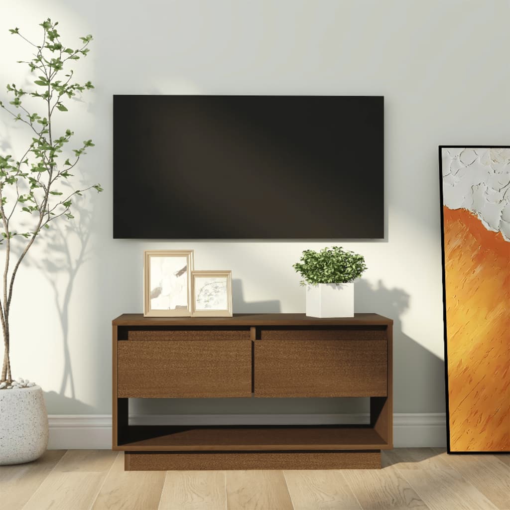 Tv-meubel 74x34x40 cm massief grenenhout honingbruin is nu te koop bij PeponiXL, paradijselijk wonen!